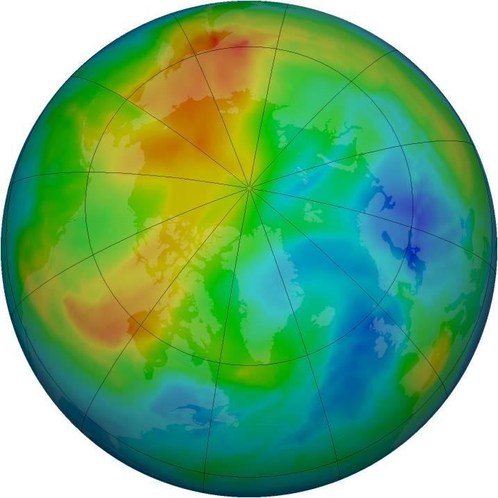 Arctic ozone map for 15 December 2008